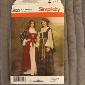 Simplicity Renaissance Costume Pattern 3623